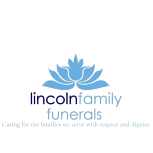 Lincoln Family Funerals logo with decorative lotus flower design