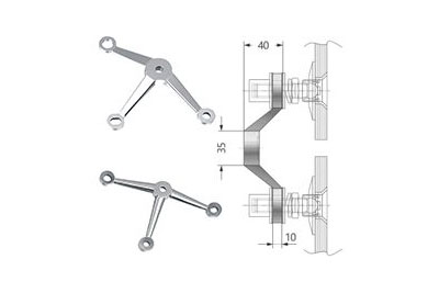 Three Arm Heavy Duty Post Mount Fitting