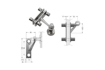Single Arm Heavy Duty Wall Fin Mount Fitting with 45 angle