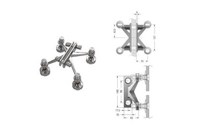 Four Arm V Heavy Duty Wall-Fin Mount Fitting