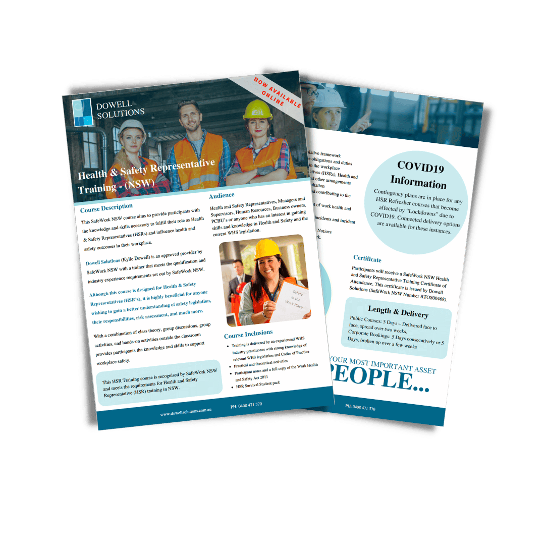 Dowell Solutions - Health and Safety Representative Training Course Brochure - Wagga Wagga