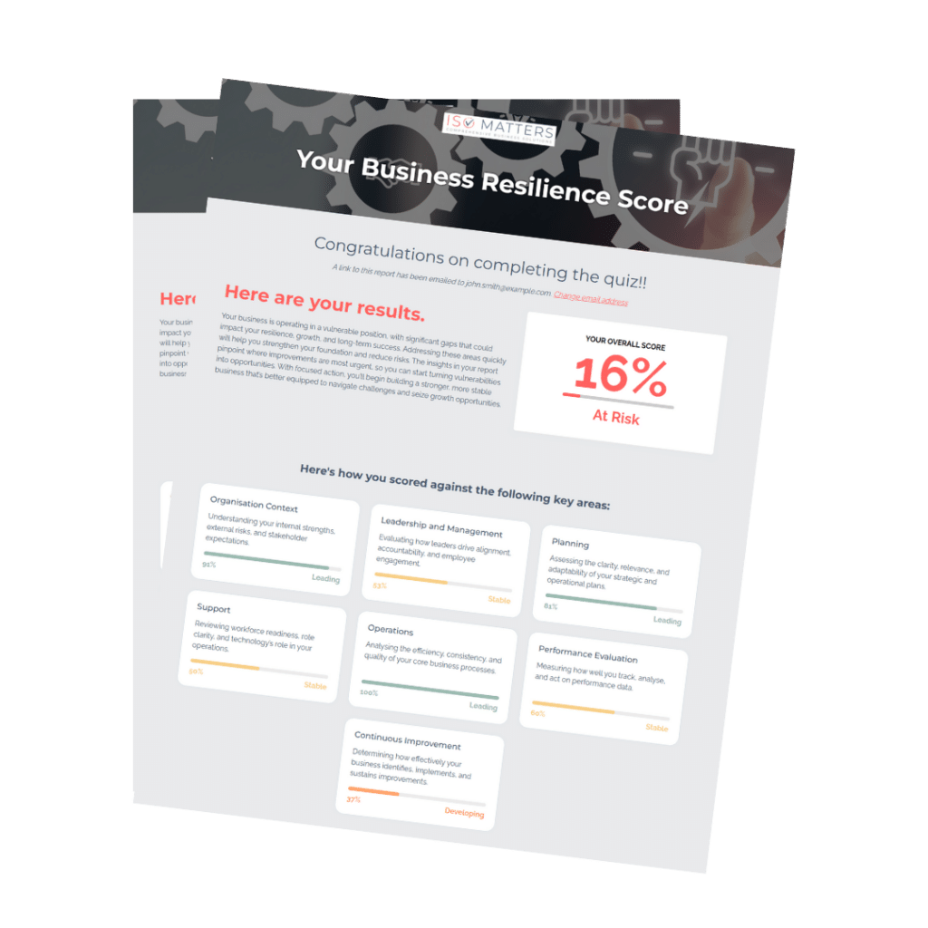 Cover image of ISO Matters Business Resilience Quiz.