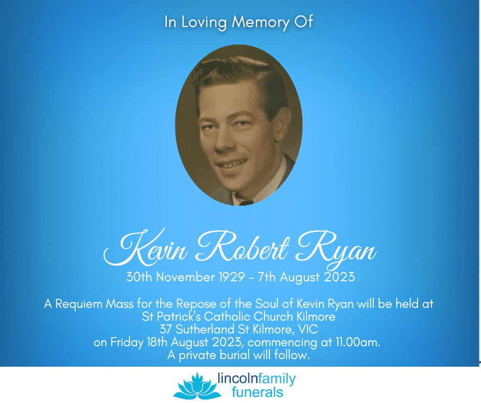 Blue memorial template with portrait of elderly person