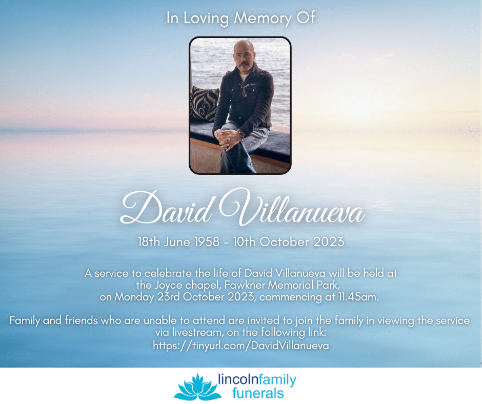 Blue memorial service template with decorative elements