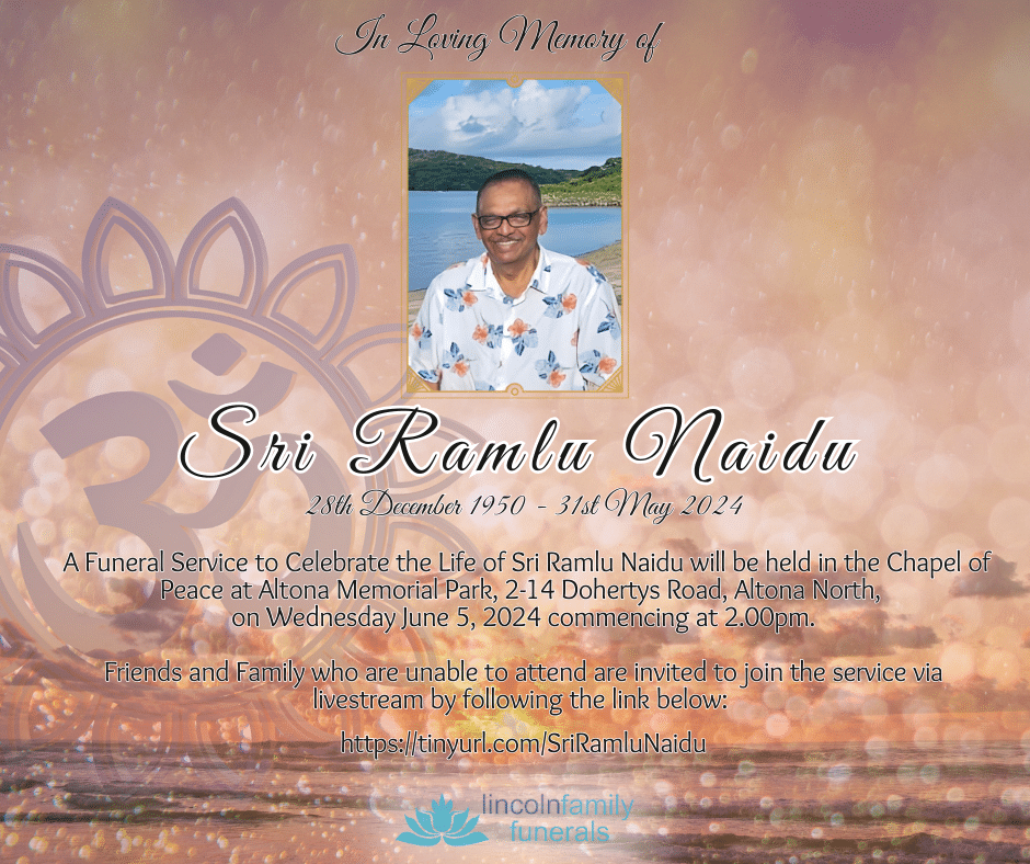 Warm-toned memorial template with sunset background colors