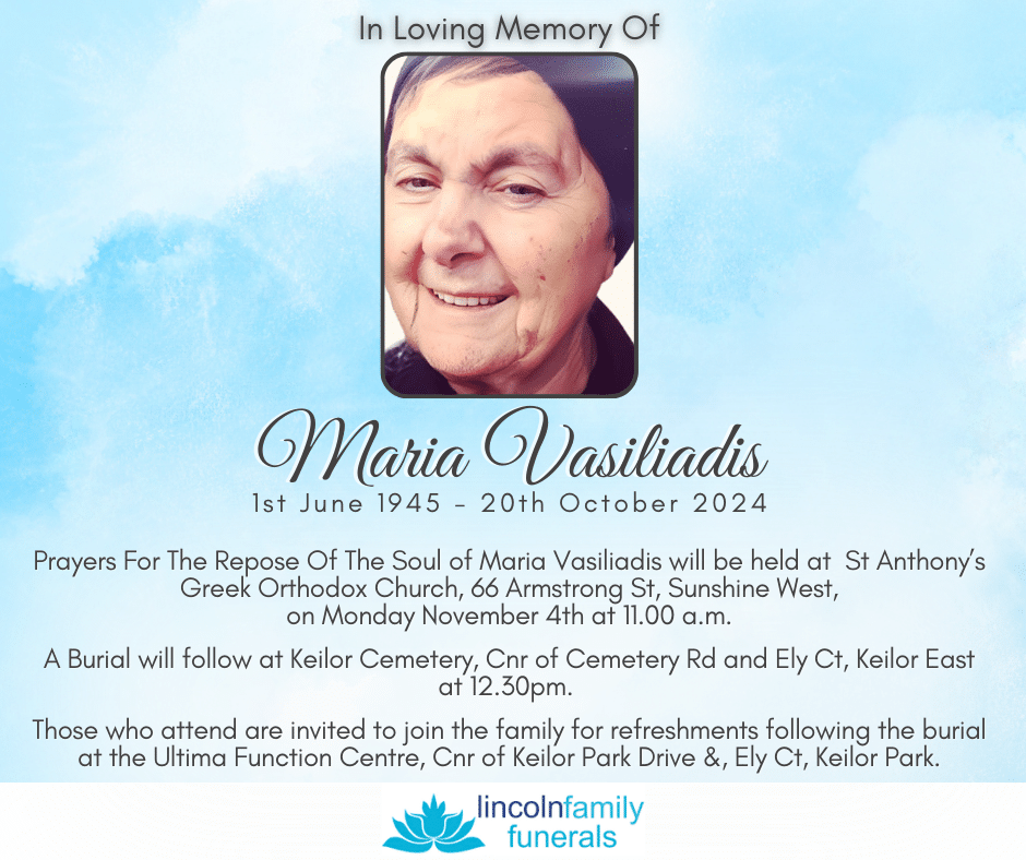 Light blue memorial service template with decorative elements