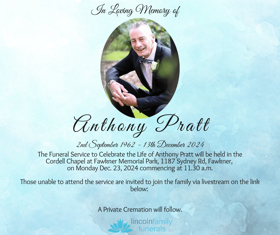 Teal memorial template with ornate design elements and photo placement