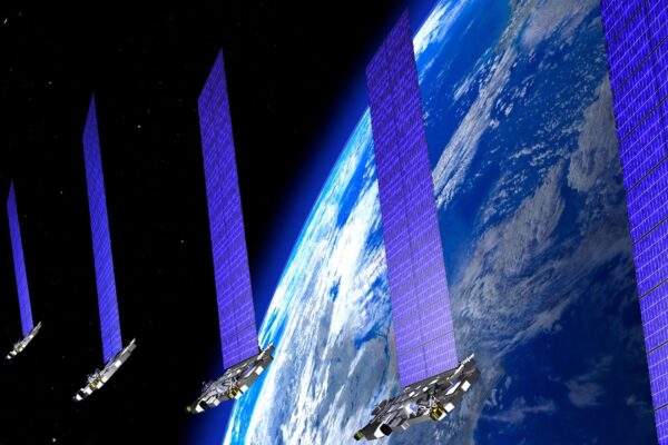 Internet,Broadcast,Satellite,Train,Around,The,Earth,In,Illustration,3d