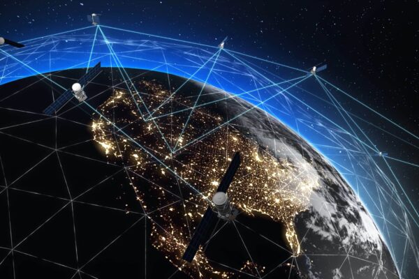 Telecommunication,Satellites,Transmit,And,Broadcast,Digital,Signals,Across,The,Surface