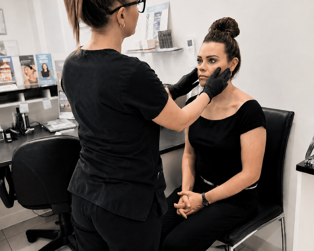 Cheeks and mid-face area