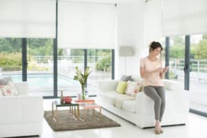 Control your roller blinds using an app. Motorised roller blinds.