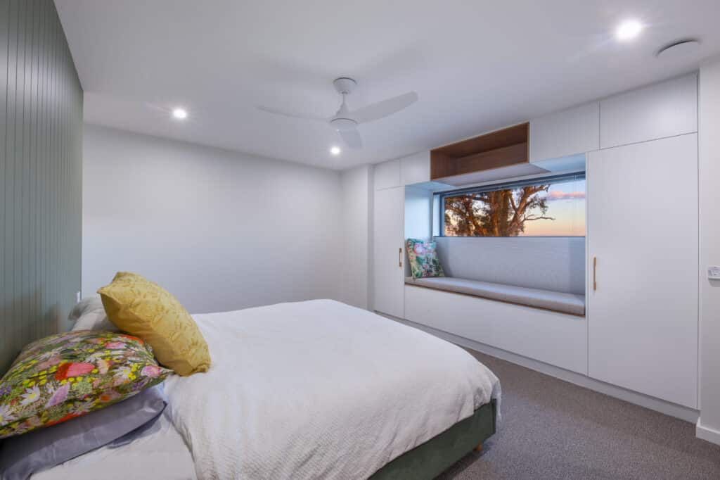 a blockout honeycomb blind used in a bedroom for room darkening and better insulation.