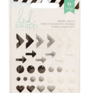 Heidi Swapp Glitter Enamel Shapes - Black and White