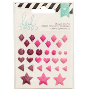 Heidi Swapp Glitter Enamel Shapes - Pink