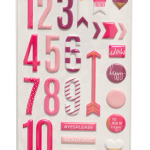 Heidi Swapp Pink Puffy Number Stickers