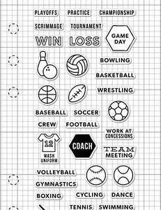 Hero Arts - Kelly Purkey Collection - Clear Acrylic Stamps - Sports Planner