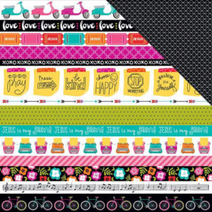 Bella Blvd - Illustrated Faith - Bright and Brave Collection - 12 x 12 Double Sided Paper - Borders