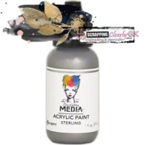 Dina Wakley Media Heavy Body Metallic Acrylic Paint 1oz Sterling