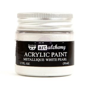 Prima - Finnabair - Art Alchemy - Acrylic Paint - Metallique - White Pearl