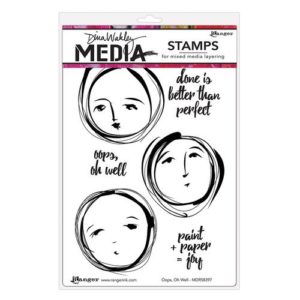 Ranger Ink - Dina Wakley Media - Unmounted Rubber Stamps - Oops, Oh Well