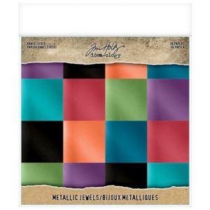 Tim Holtz - Idea-ology Collection - 8 x 8 Kraft Stock - Metallic - Jewels