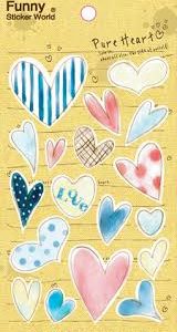 Pure Hearts Blue Striped and assorted Epoxy Stickers
