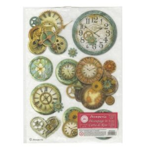 Rice Paper Sheet A4 - Gear Wheels and Clock - Stamperia