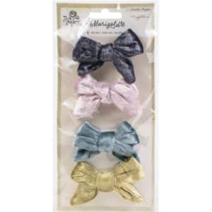 Maggie Holmes Marigold Adhesive Velvet Bows 4/Pkg