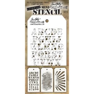 Tim Holtz Mini Layered Stencil Set 3/Pkg - Set 5
