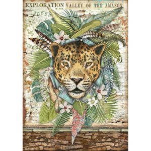 Stamperia rice Paper Sheet A4 Amazonia - Jaguar