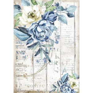 Stamperia Rice Paper Sheet A4 -Sea Dream Blue Flower, Romantic