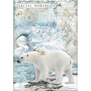Stamperia Rice Paper Sheet A4 Bears, Arctic Antarctic