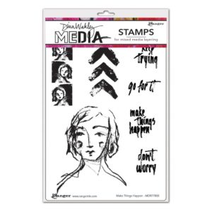 Dina Wakley Media Cling Stamps 6"X9" - Make Things Happen