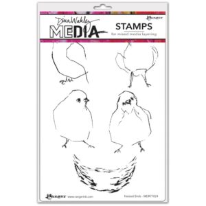 Dina Wakley Media Cling Stamps 6"X9" - Nested Birds