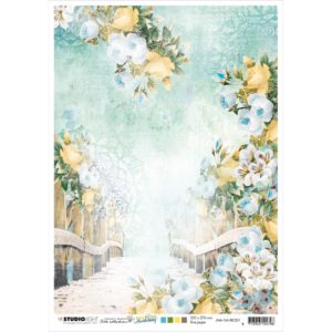 Jenine's Mindful Art New Awakening Rice Paper Sheet A4 -Stairs W/Flowers