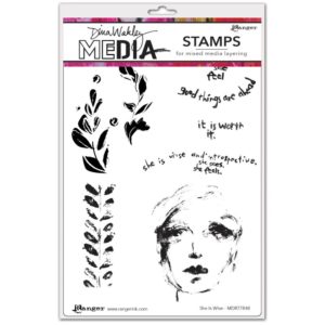 Dina Wakley Media Cling Stamps 6"X9" - She is Wise