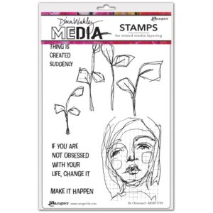 Dina Wakley Media Cling Stamps 6"X9" - Be Obsessed