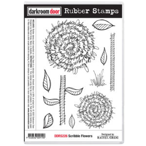 Dark Room Door Rubber Stamp Set - Scribble Flowers