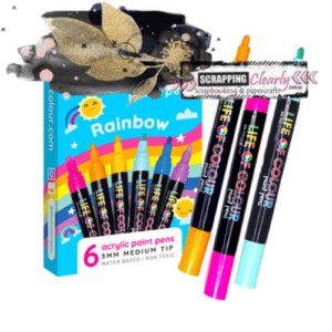 Life of Colour - Rainbow Colours 3mm Medium Tip Acrylic Paint Pens - Set of 6