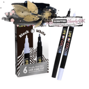 Life of Colour - Black and White 3mm Medium Tip Acrylic Paint Pens - Set of 6