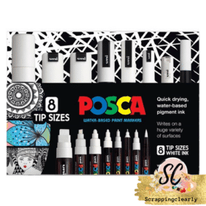 POSCA WHITE BULLET/CHISEL MARKER 8 SIZE WALLET SET