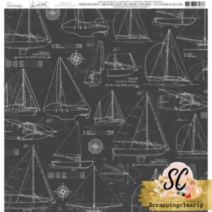 Heidi Swapp Set Sail Double-Sided Cardstock 12"X12" - Sailboats Back