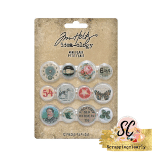 Tim Holtz Idea-Ology – Mini Flair Buttons 12 Pieces