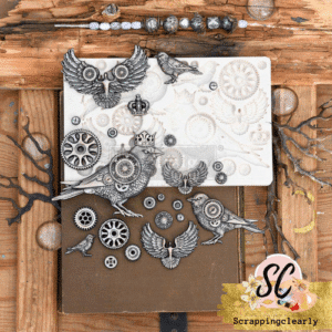 Finnabair Decor Moulds 5"X8"X8mm - Clockwork Sparrows