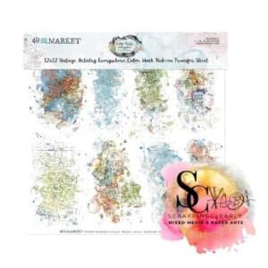 49 and market Vintage Artistry Everywhere Rub-Ons 12"X12" 1/Sheet - Coloraturas Wash