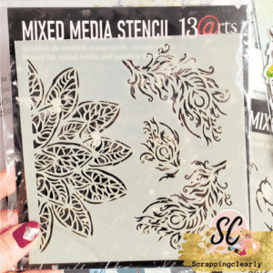 13 Arts Secret Garden Peacock Feathers  Stencil 6 x 6