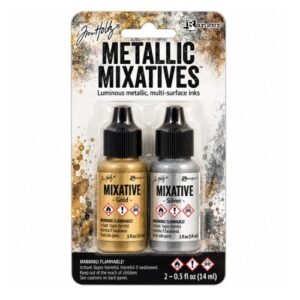 Tim Holtz Alcohol Ink Metallic Mixatives .5oz 2/Pkg - Gold & Silver