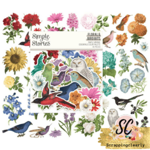 Simple Stories Bits & Pieces Die-Cuts 60/Pkg Floral & Birds colour Palette