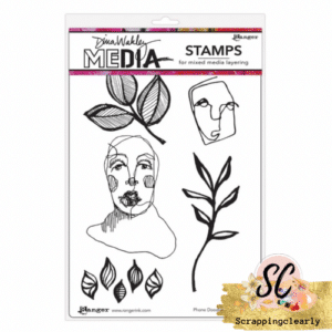 Dina Wakley Media Cling Stamps 6"X9"  - Phone Doodles