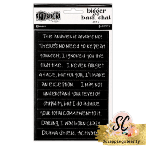 Dylusions Bigger Back Chat 4 Sentiment Sheets - Black